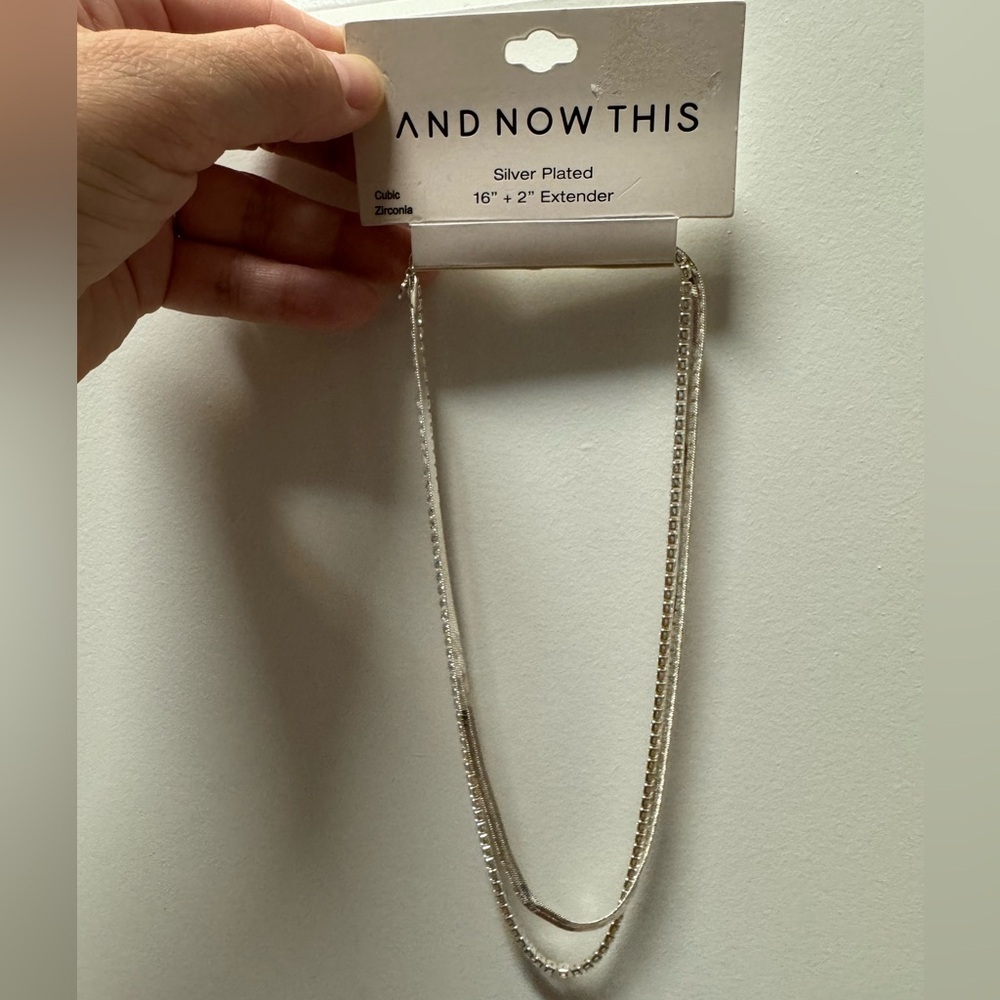 And Now This silver plated cubic zirconia necklace